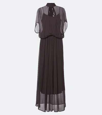 Staud Viviana Sheer Maxi Dress In Brown