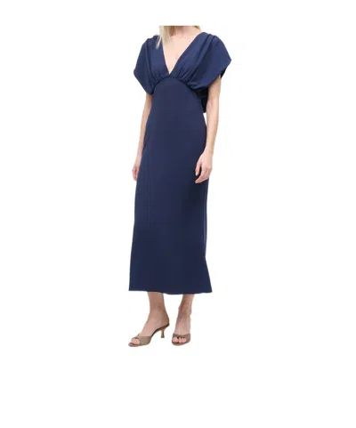 Staud V-neck High-waisted Dress In Blue