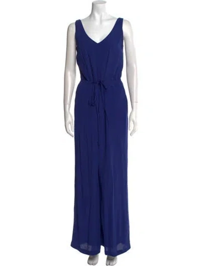 Pre-owned Staud V-neck Jumpsuit In Blue