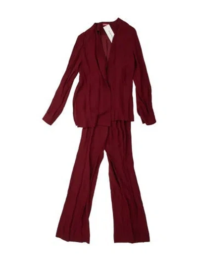 Pre-owned Staud V-neck Jumpsuit In Burgundy