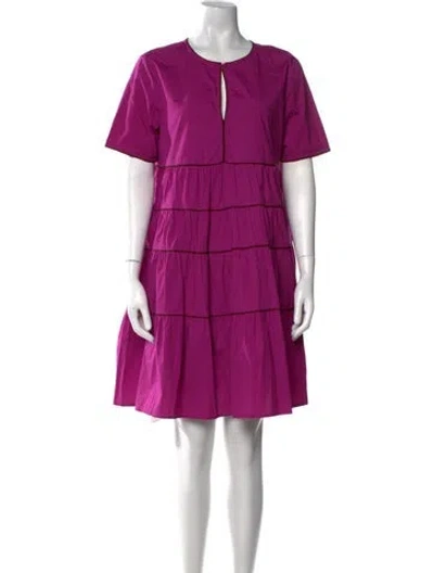 Pre-owned Staud V-neck Knee-length Dress In Purple