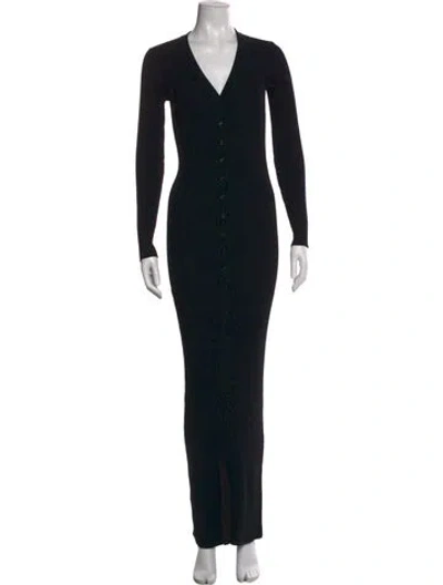 Pre-owned Staud V-neck Long Dress In Black
