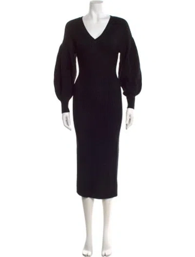Pre-owned Staud V-neck Long Dress In Black