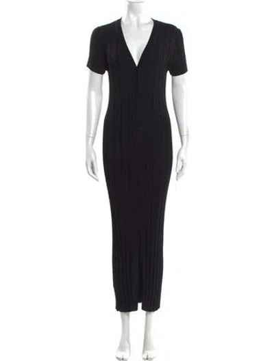 Pre-owned Staud V-neck Long Dress In Black