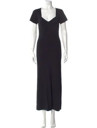 Pre-owned Staud V-neck Long Dress In Black