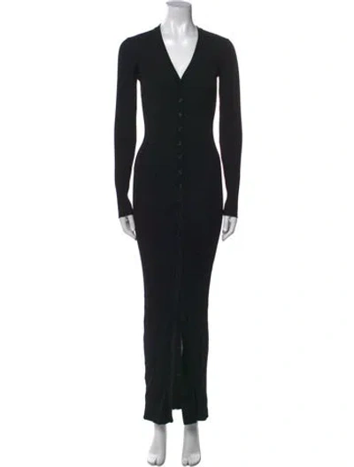 Pre-owned Staud V-neck Long Dress In Black