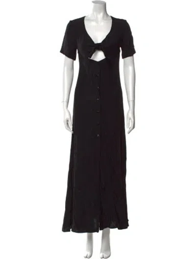 Pre-owned Staud V-neck Long Dress In Black