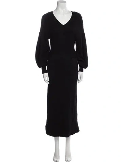 Pre-owned Staud V-neck Long Dress In Black