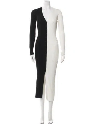 Pre-owned Staud V-neck Long Dress In Black