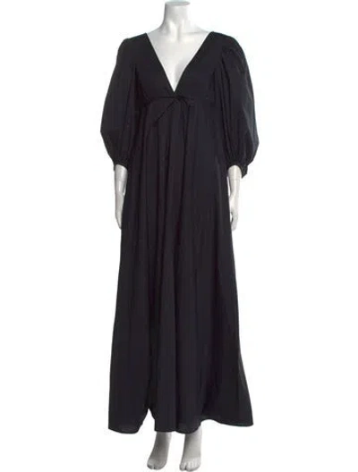 Pre-owned Staud V-neck Long Dress In Black