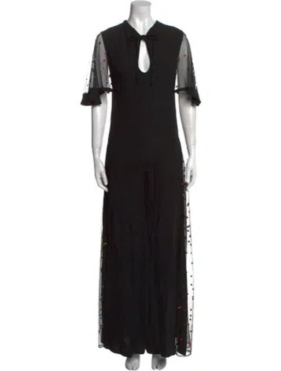 Pre-owned Staud V-neck Long Dress In Black