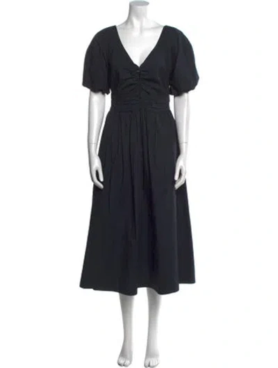 Pre-owned Staud V-neck Long Dress In Black