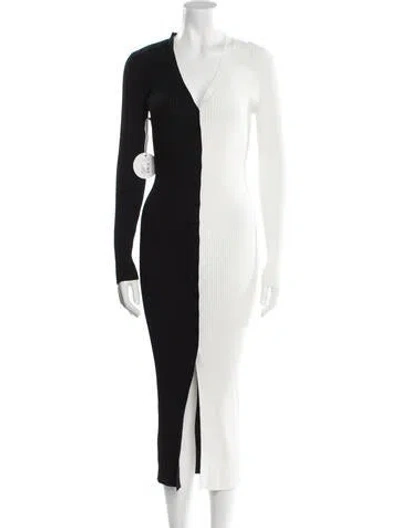 Pre-owned Staud V-neck Long Dress In Black