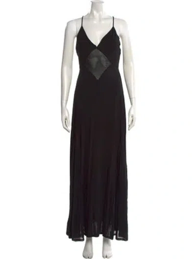 Pre-owned Staud V-neck Long Dress In Black