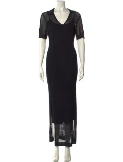 Pre-owned Staud V-neck Long Dress In Black