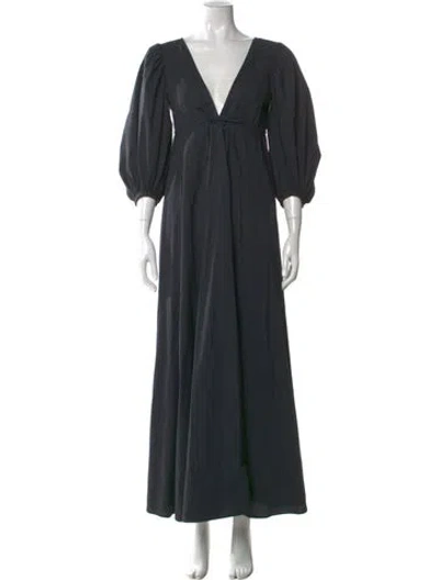Pre-owned Staud V-neck Long Dress In Black