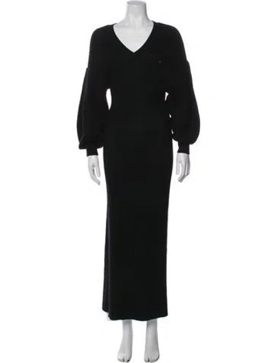 Pre-owned Staud V-neck Long Dress In Black