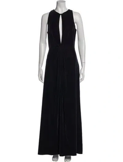 Pre-owned Staud V-neck Long Dress In Black