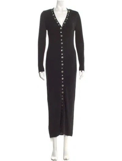 Pre-owned Staud V-neck Long Dress In Black