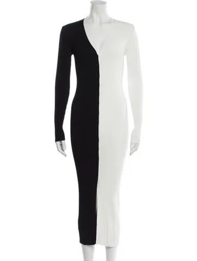 Pre-owned Staud V-neck Long Dress In Black