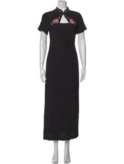 Pre-owned Staud V-neck Long Dress In Black