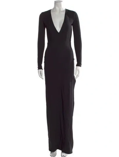 Pre-owned Staud V-neck Long Dress In Black