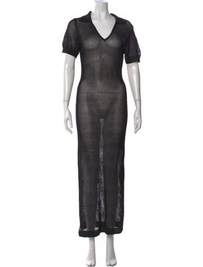 Pre-owned Staud V-neck Long Dress In Black