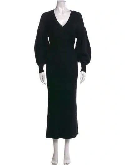 Pre-owned Staud V-neck Long Dress In Black