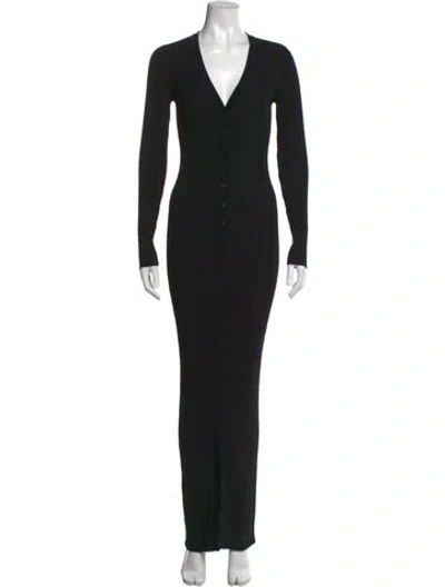 Pre-owned Staud V-neck Long Dress In Black