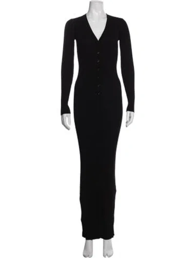 Pre-owned Staud V-neck Long Dress In Black