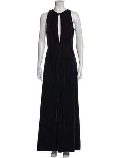Pre-owned Staud V-neck Long Dress In Black