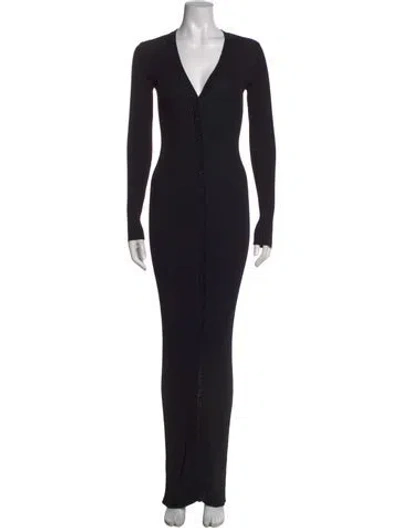 Pre-owned Staud V-neck Long Dress In Black