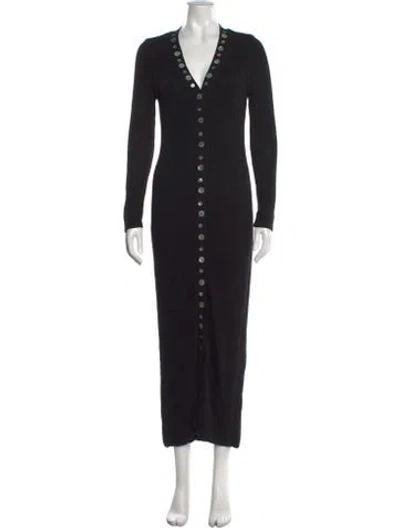 Pre-owned Staud V-neck Long Dress In Black