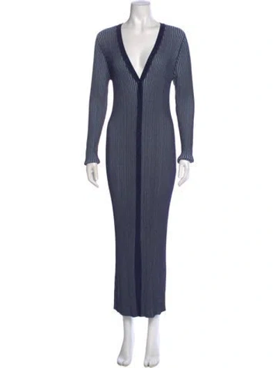 Pre-owned Staud V-neck Long Dress In Blue