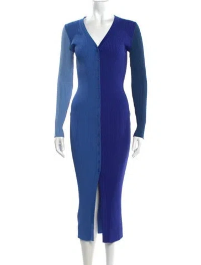 Pre-owned Staud V-neck Long Dress In Blue