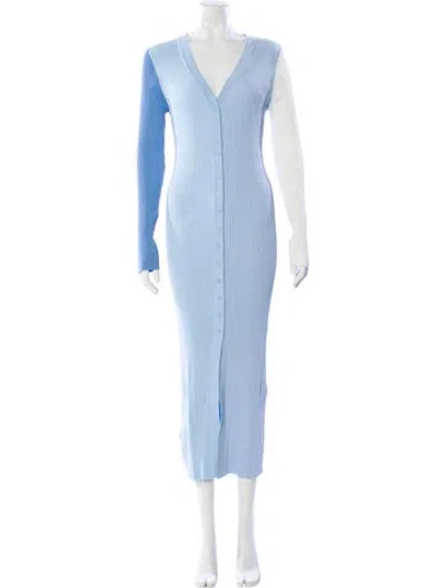 Pre-owned Staud V-neck Long Dress In Blue