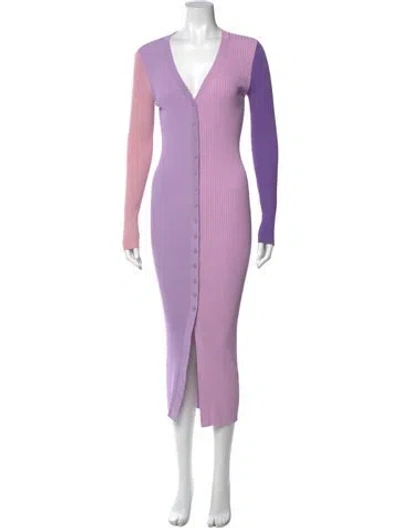 Pre-owned Staud V-neck Long Dress In Blue