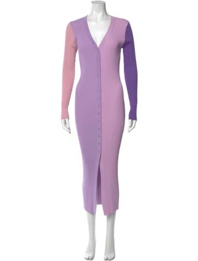 Pre-owned Staud V-neck Long Dress In Blue