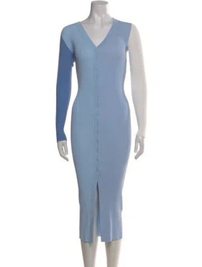 Pre-owned Staud V-neck Long Dress In Blue