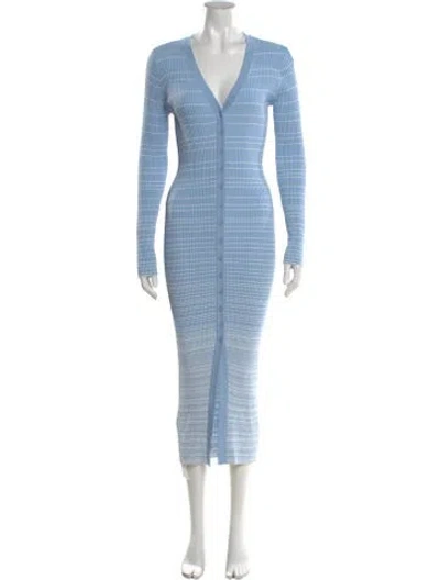 Pre-owned Staud V-neck Long Dress In Blue