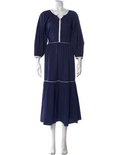 Pre-owned Staud V-neck Long Dress In Blue
