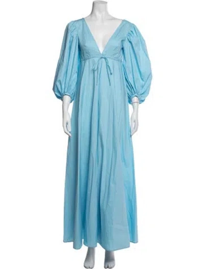 Pre-owned Staud V-neck Long Dress In Blue