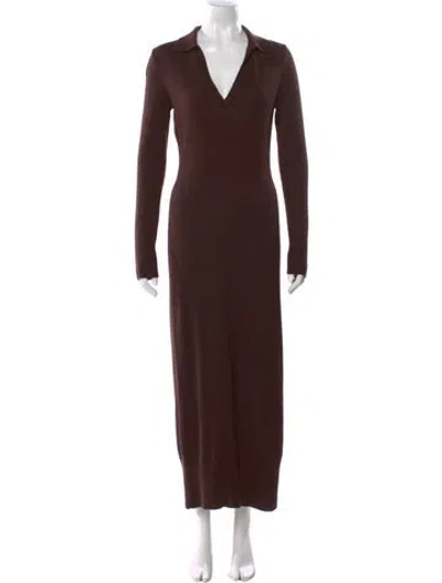 Pre-owned Staud V-neck Long Dress In Brown