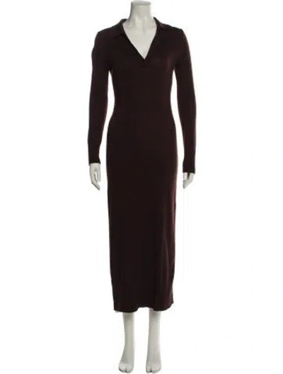 Pre-owned Staud V-neck Long Dress In Brown