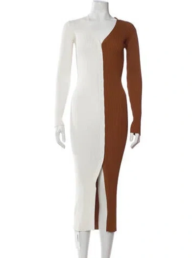 Pre-owned Staud V-neck Long Dress In Brown