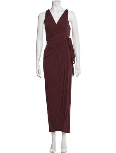Pre-owned Staud V-neck Long Dress In Brown
