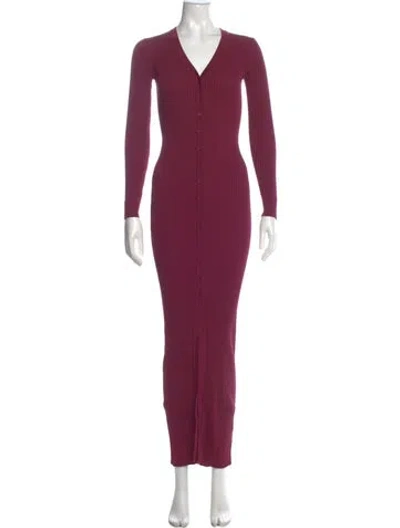 Pre-owned Staud V-neck Long Dress In Burgundy