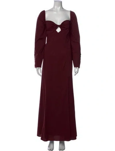 Pre-owned Staud V-neck Long Dress In Burgundy
