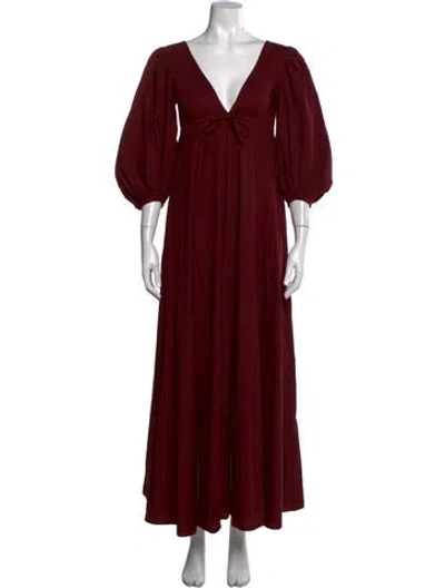 Pre-owned Staud V-neck Long Dress In Burgundy