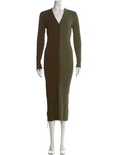 Pre-owned Staud V-neck Long Dress In Green